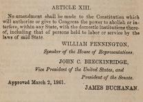 Proposed thirteenth amendment to protect slavery sent to Maryland for approval, April 30, 1861. (Gilder Lehrman Collection)
