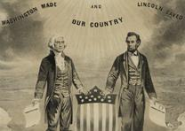 National picture: Behold oh! America, your sons. The greatest among men,” lithograph by Charles Shober, ca. 1865. (Library of Congress Prints and Photographs Division)